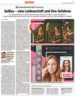 WAZ Bochum vom 28.3.2019 - Selfies - eine Leidenschaft und ihre Gefahren